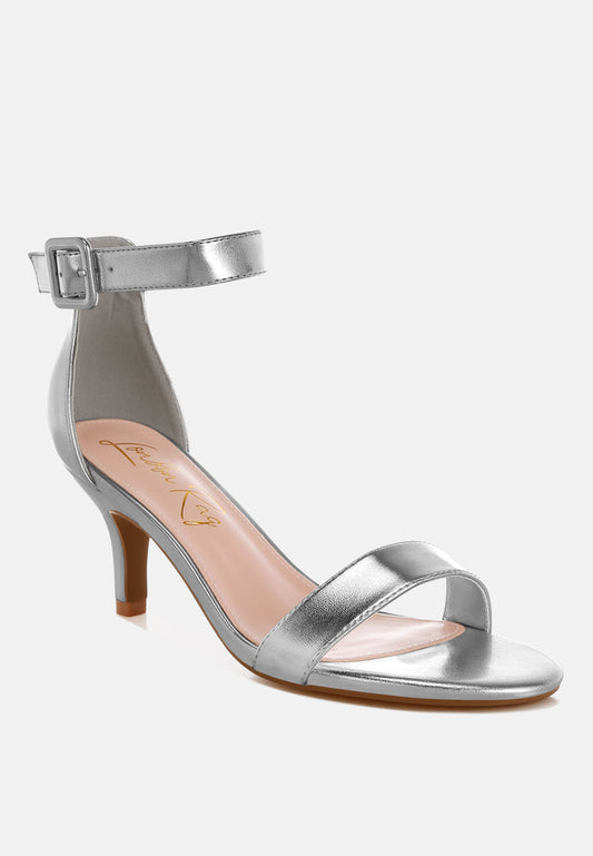 Yuti Glossy Kitten Heel Sandals