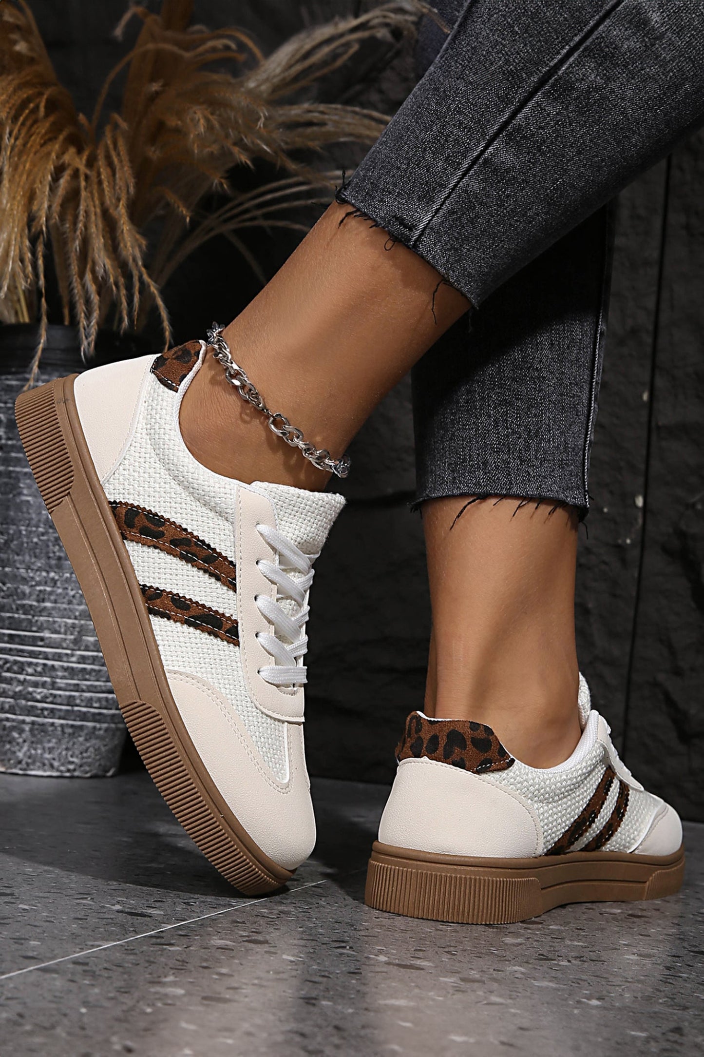 Lila Patchwork Flat Sneaker