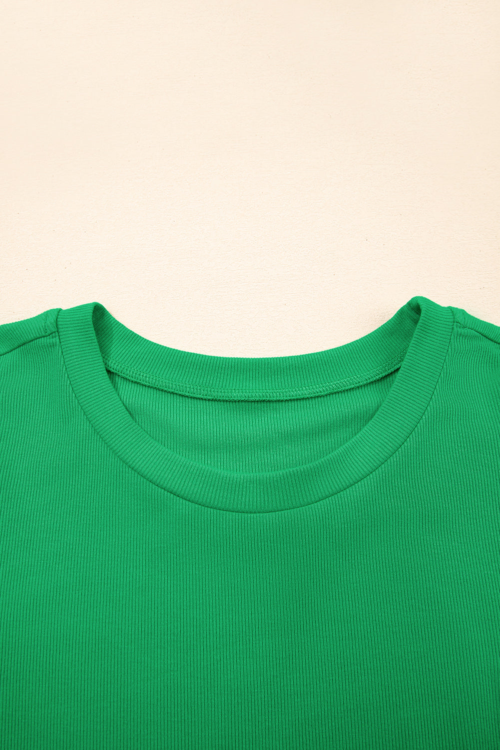 Pearl Beaded Puff Sleeve Ribbed Knit Top