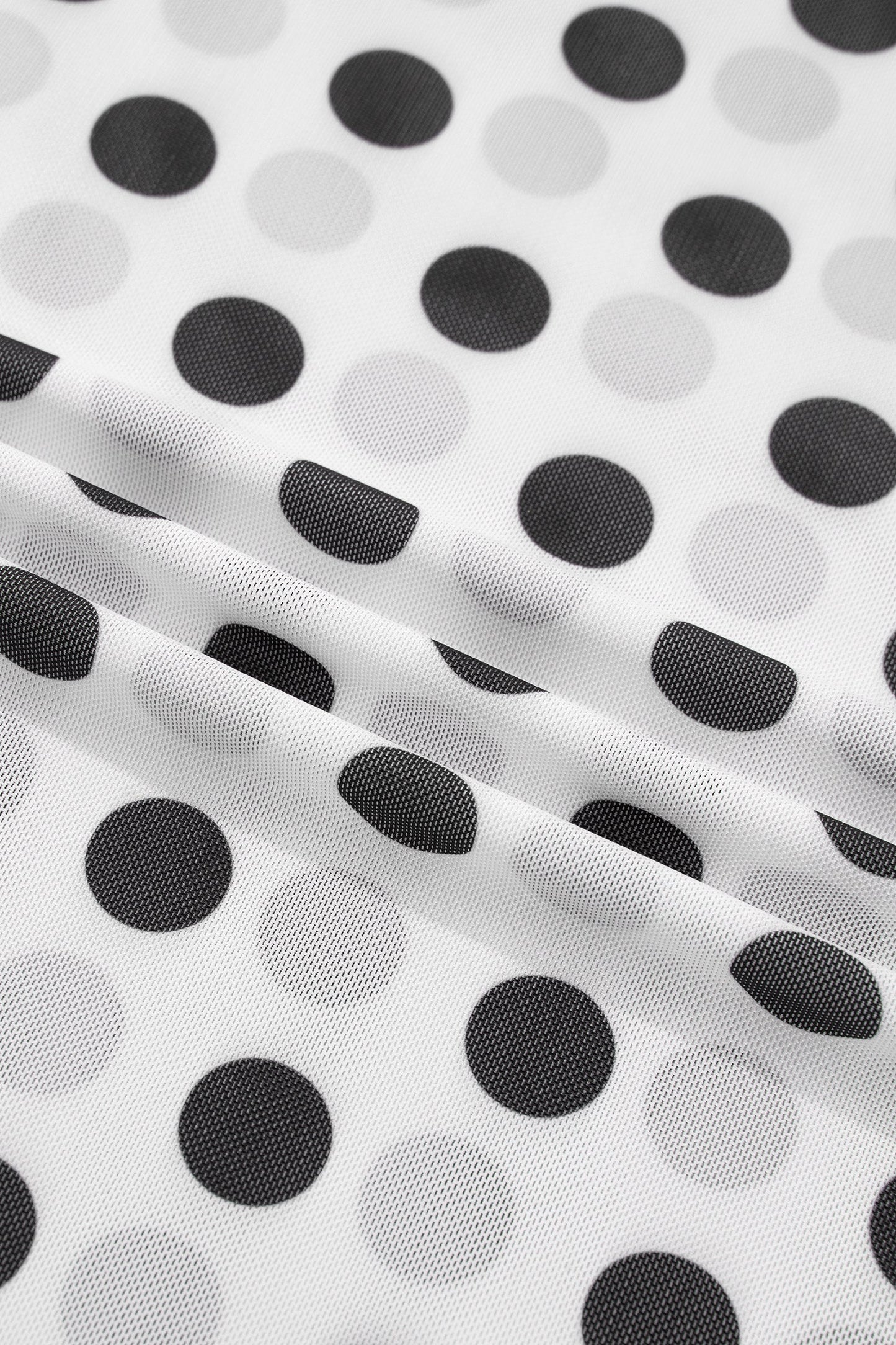 Polka Dot Mesh Long Sleeve Stand Neck Top