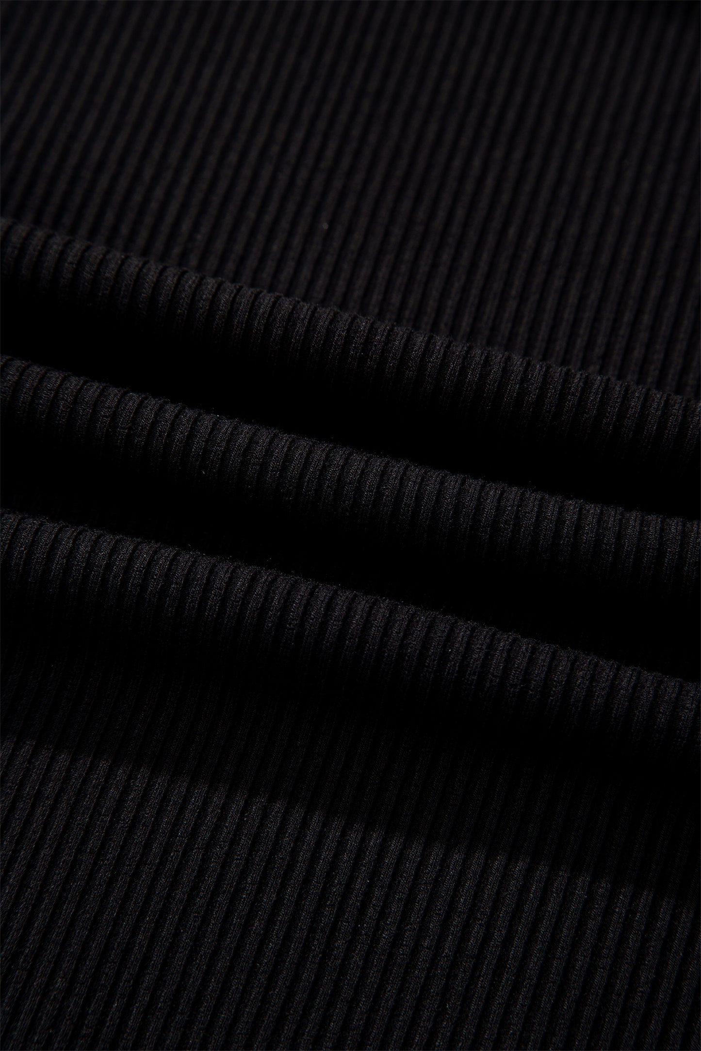 Black Ribbed Long Sleeve Crew Neck Solid Color Bodysuit