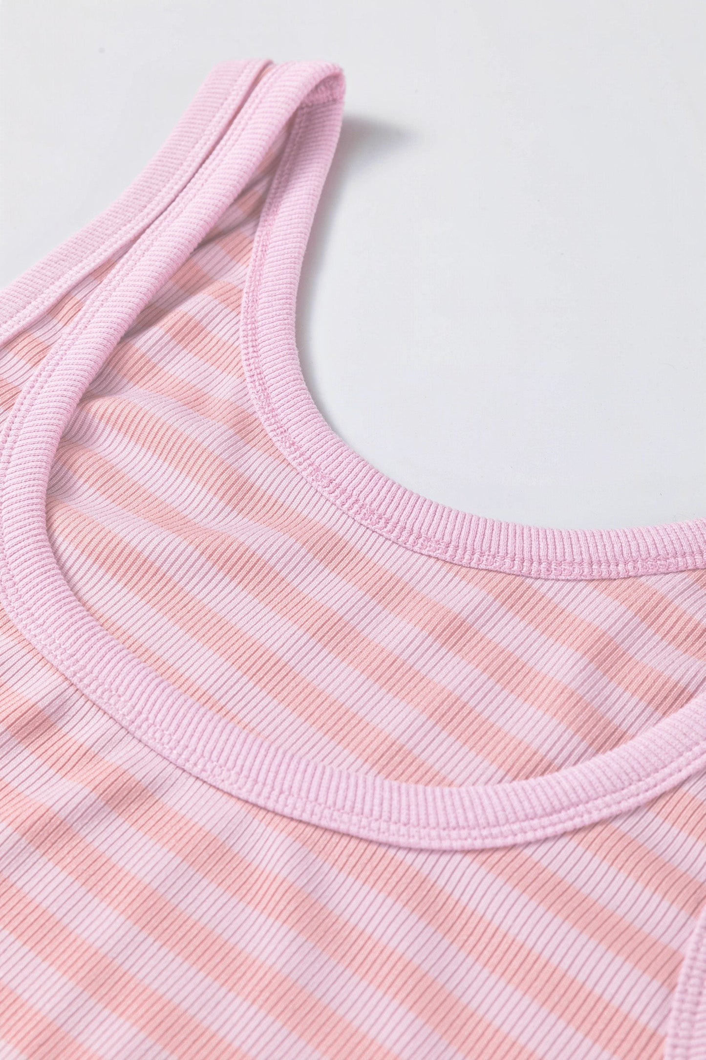 Stripe Ribbed Knit Sleeveless Tank Top