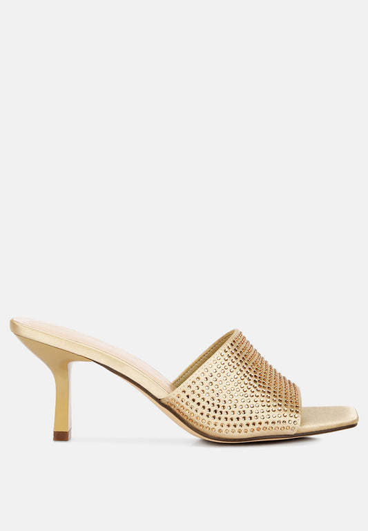 Heat-Set Diamante Spool Heel Sandals