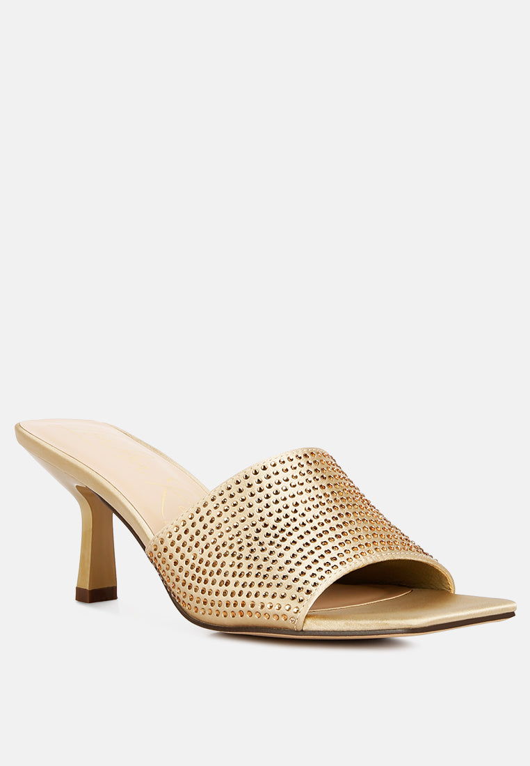 Heat-Set Diamante Spool Heel Sandals