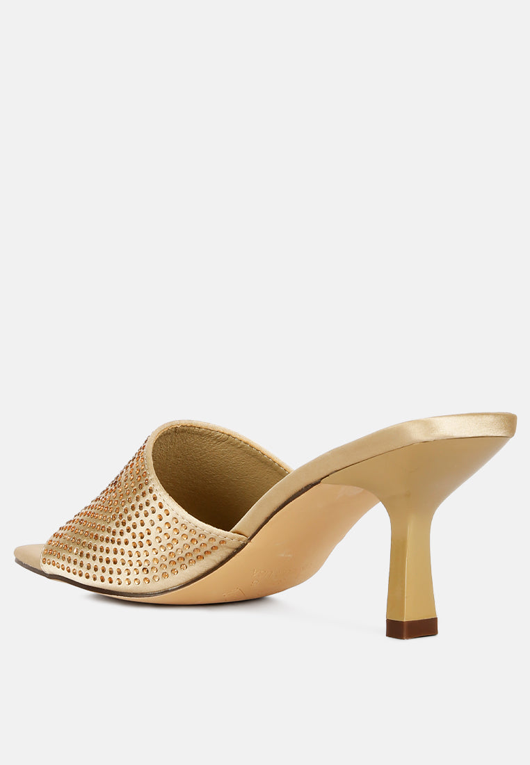 Heat-Set Diamante Spool Heel Sandals