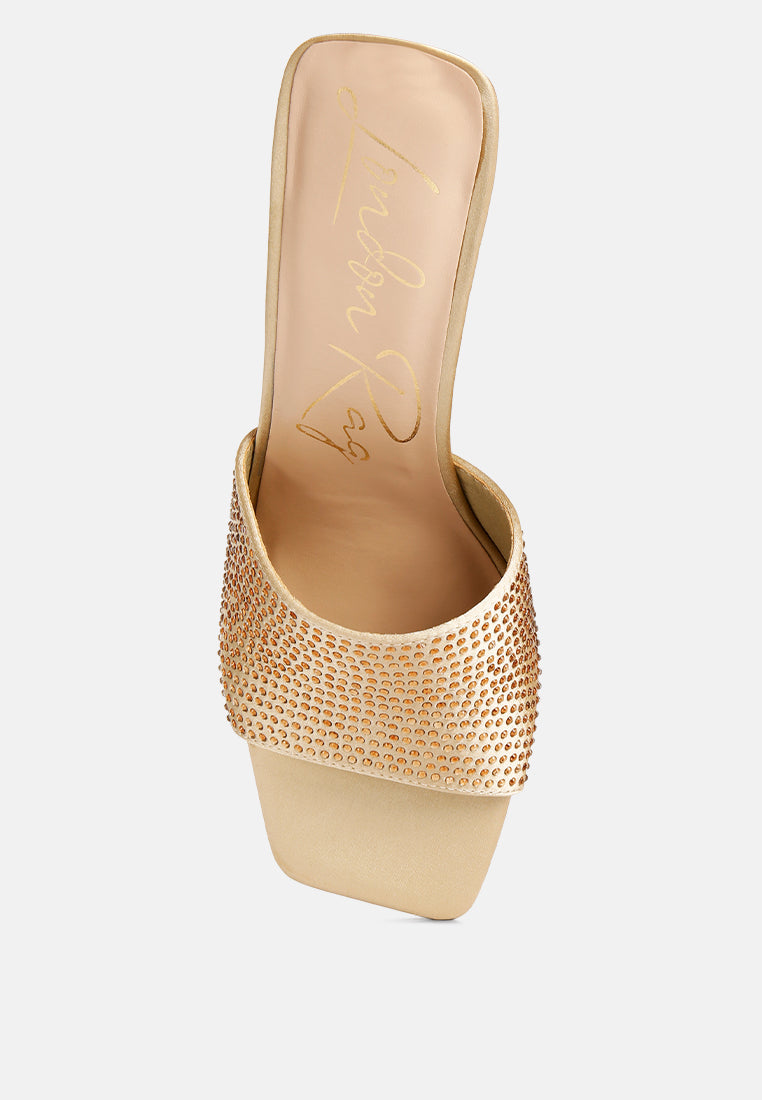 Heat-Set Diamante Spool Heel Sandals
