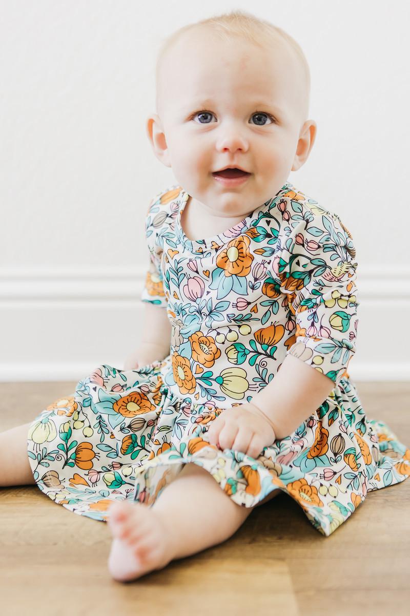Vintage Vibes 3/4 Sleeve Twirl Body Suit