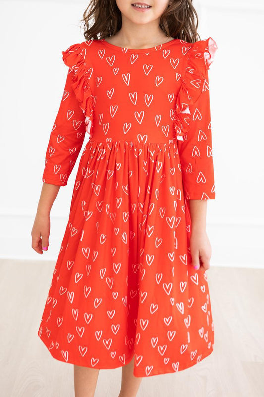 Roses Red Ruffle Twirl Dress