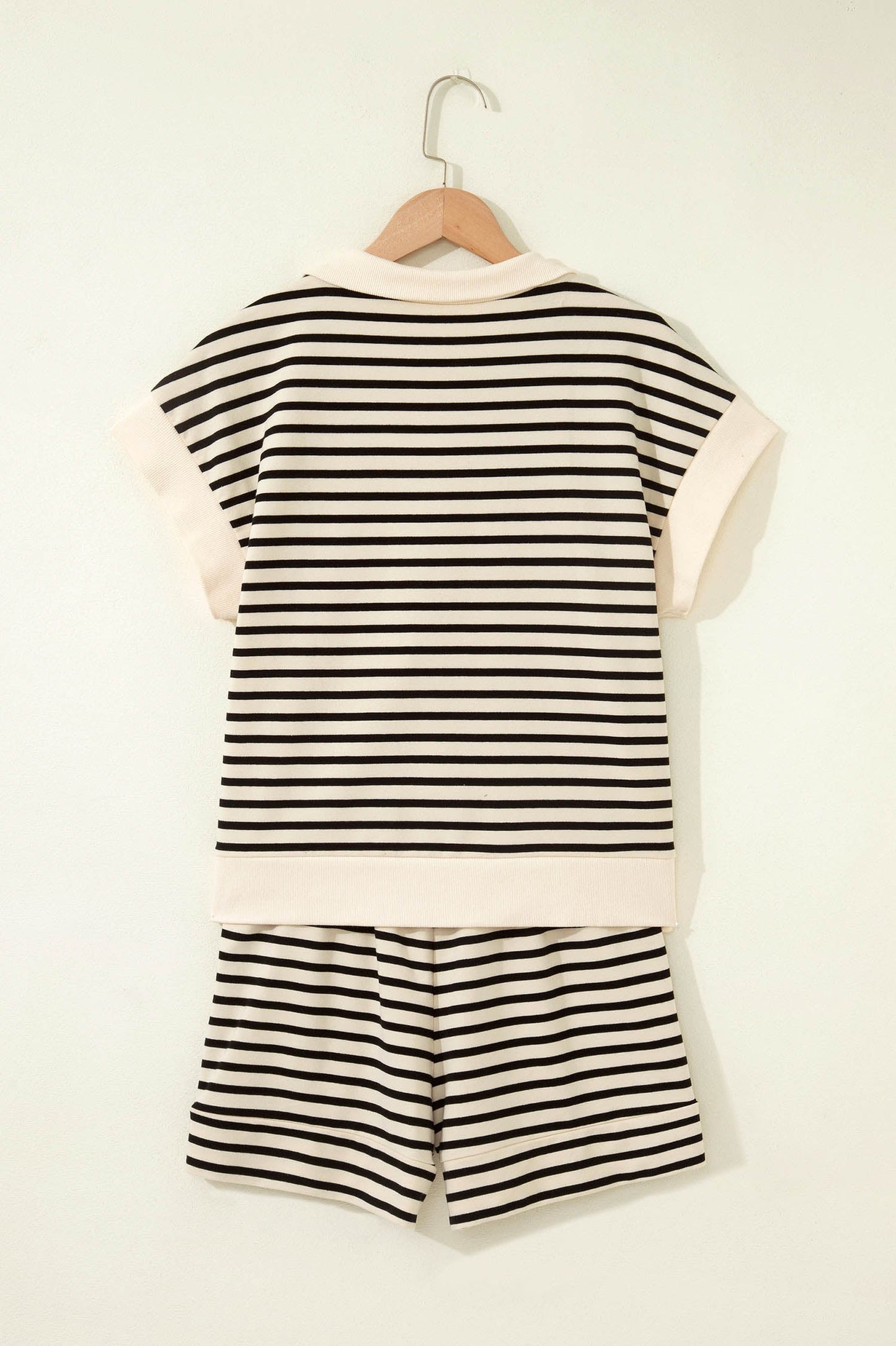 Stripe Colorblock Half-Zip Polo & Shorts Set
