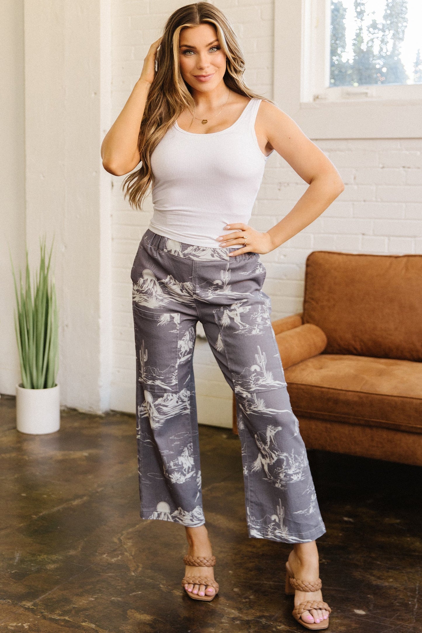 Western Elastic High Waist Straight Leg Jeans