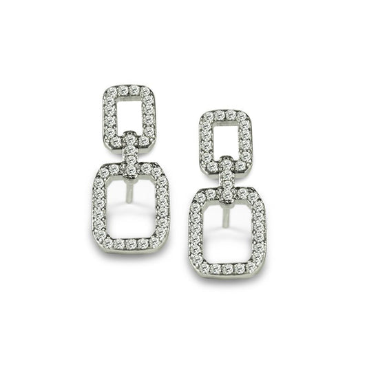 CZ Crystal Chain Link Stainless Steel Earrings