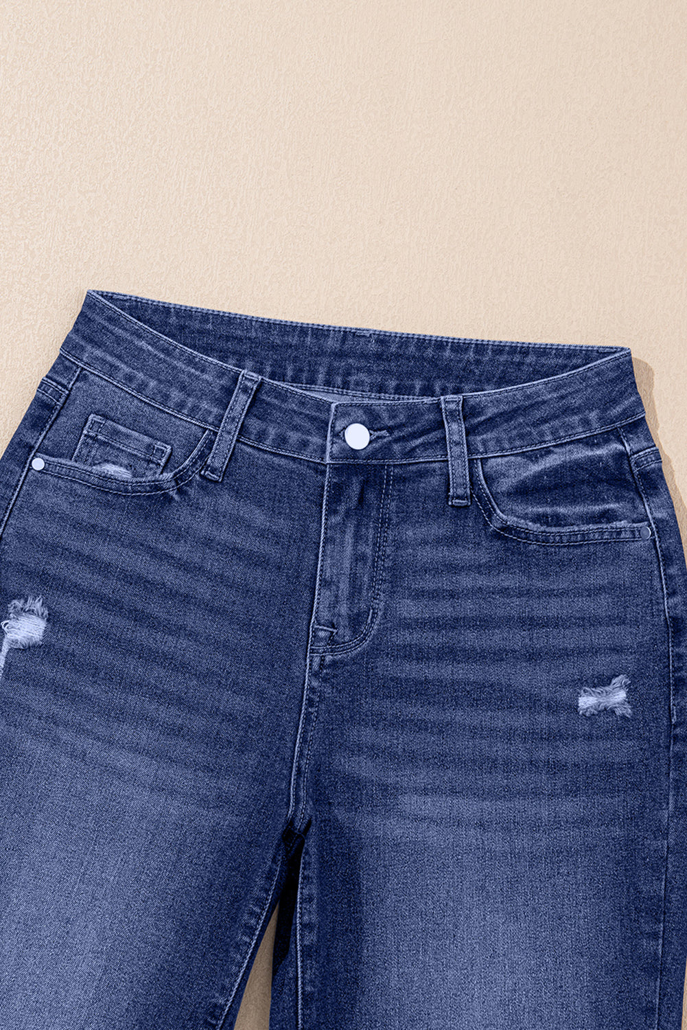 Jacy Cuffs Distressed Straight High Waist Jeans-4