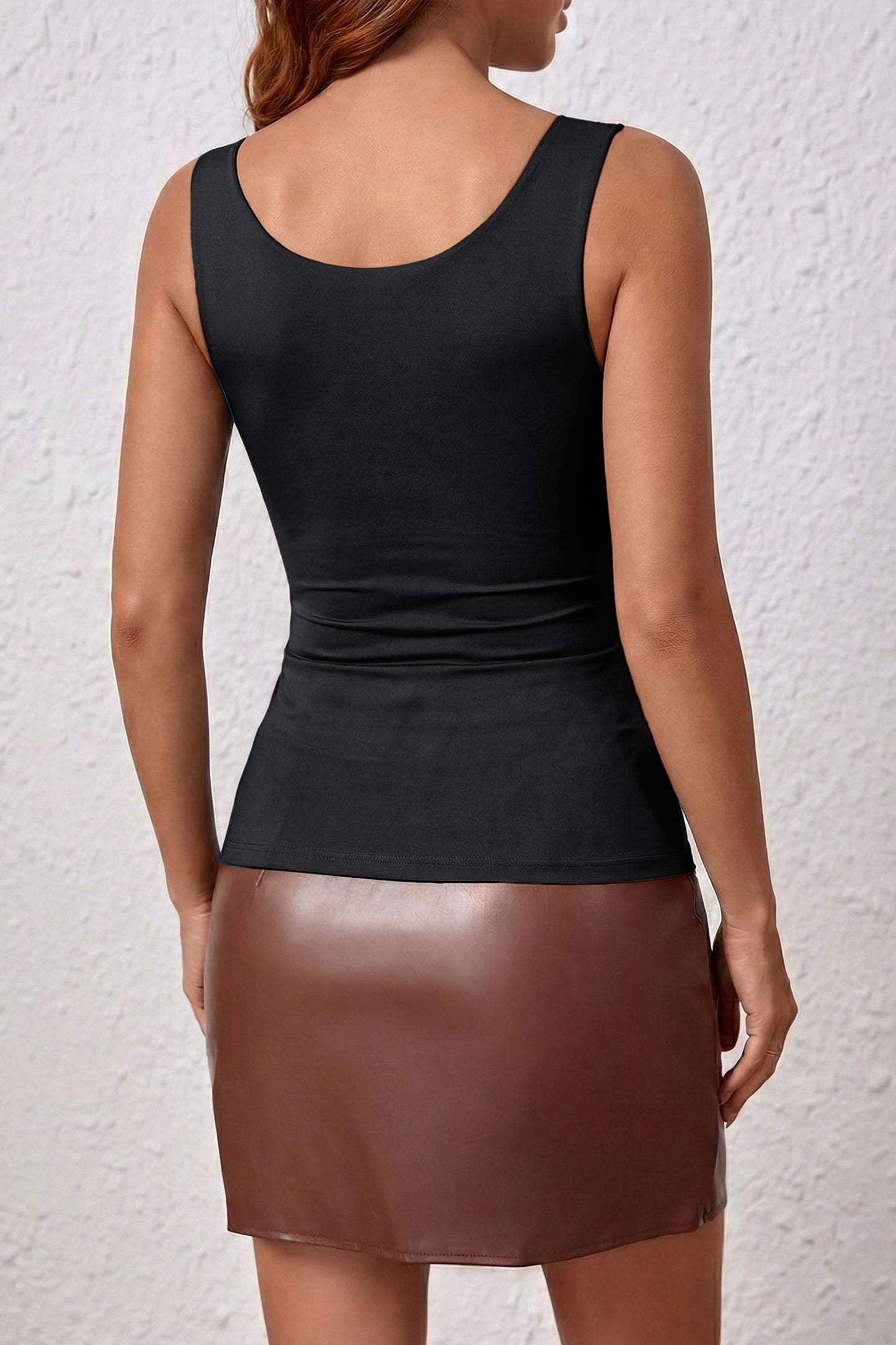 Solid Wide Strap Athleisure Tank Top