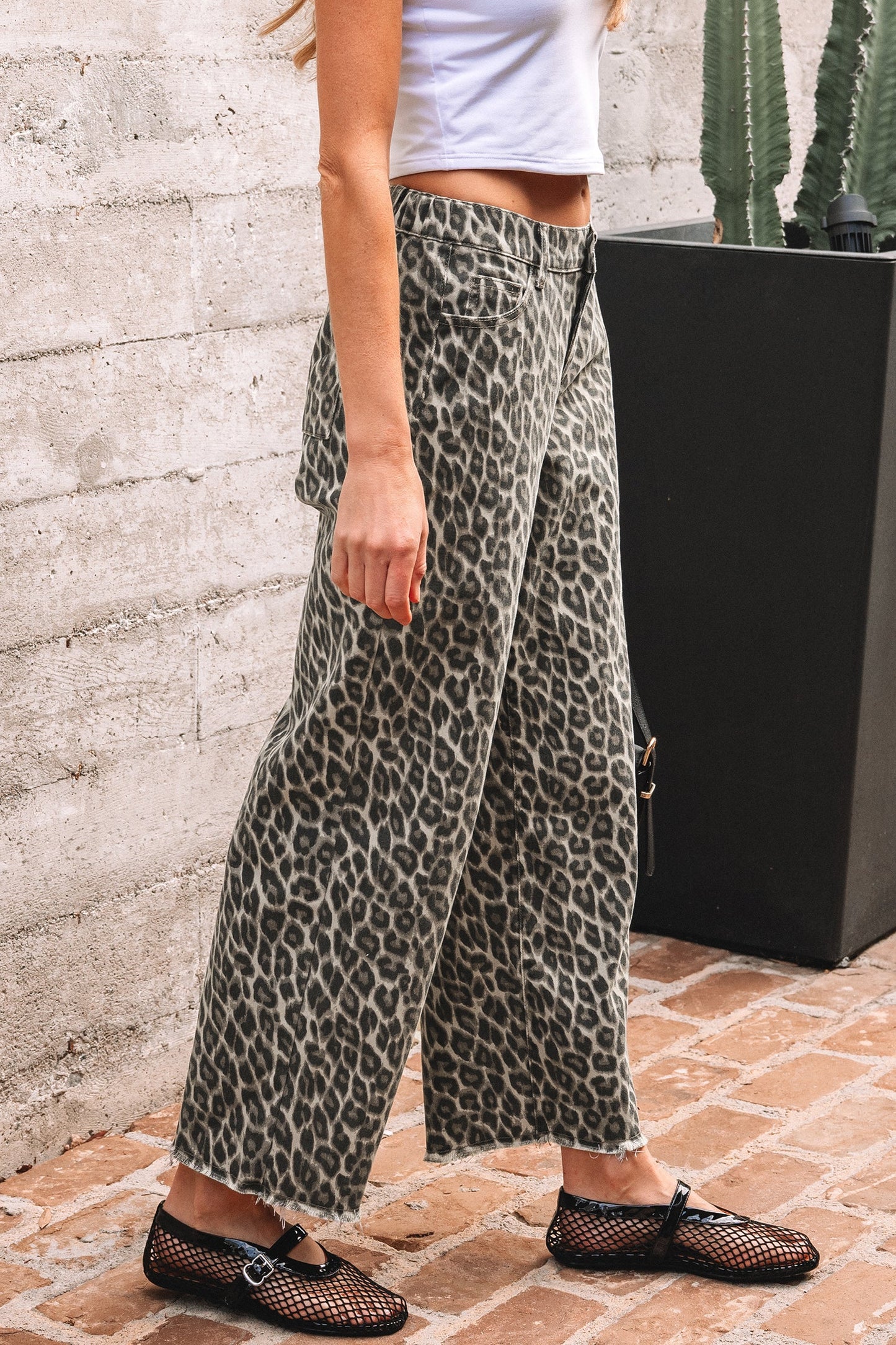Frankie Leopard Print Straight Loose Leg Jeans