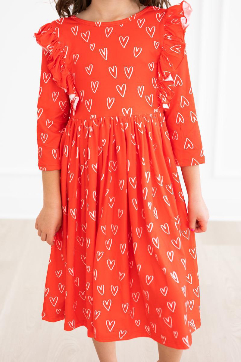 Roses Red Ruffle Twirl Dress