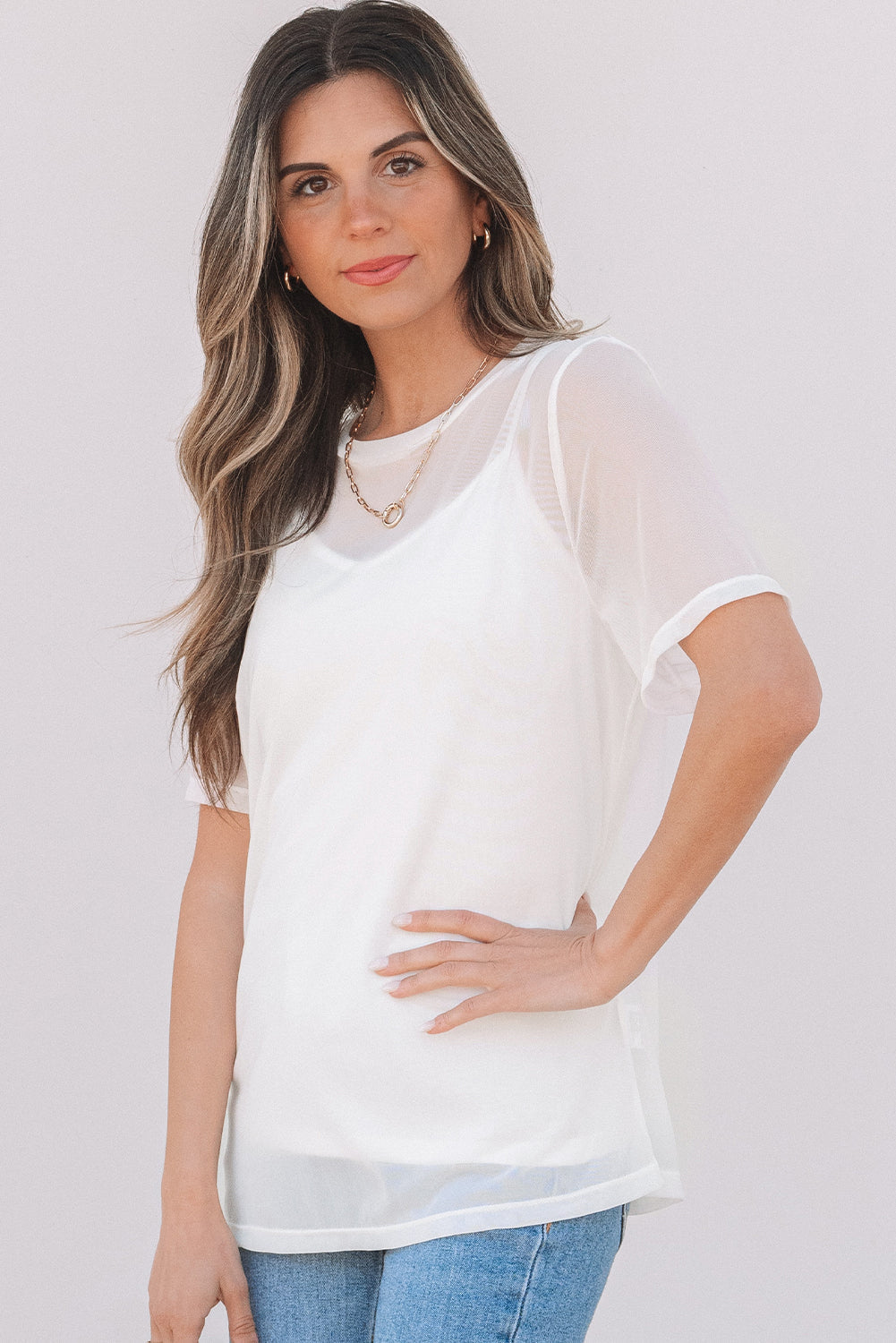 Miranda Sheer Mesh Short Sleeve Top-3
