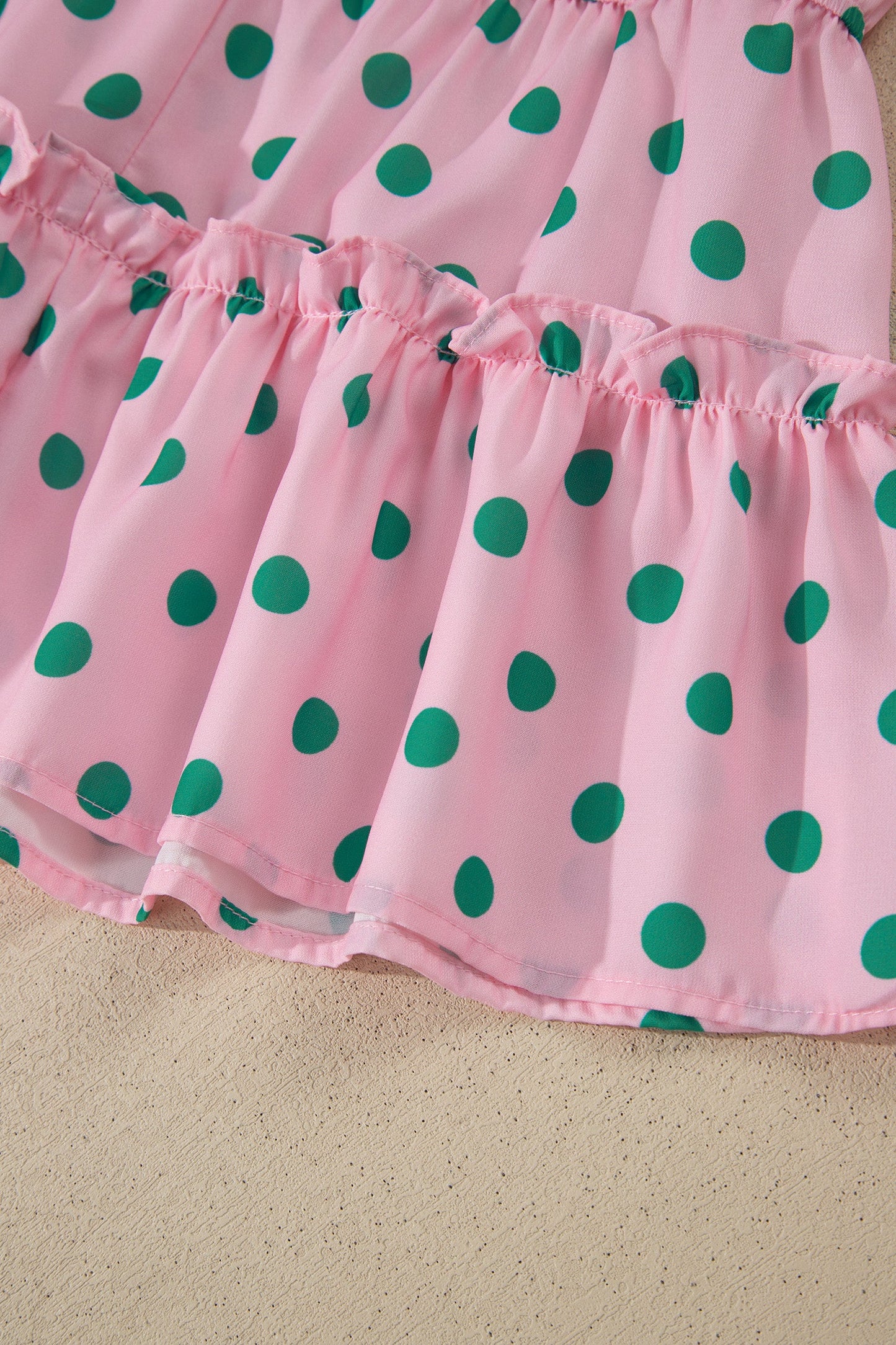Polka Dot V-Neck Ruffle Tiered Babydoll Blouse