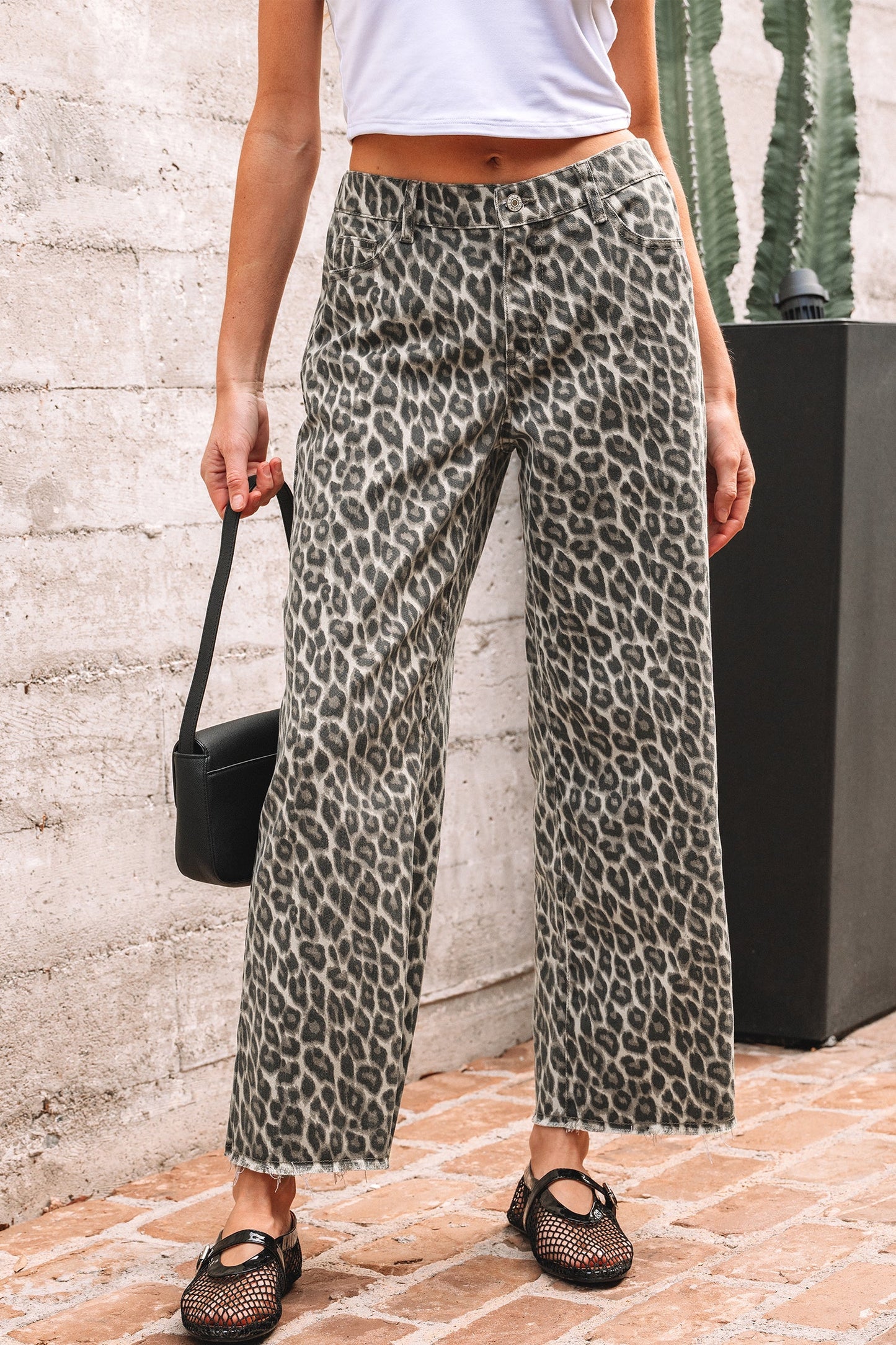 Frankie Leopard Print Straight Loose Leg Jeans