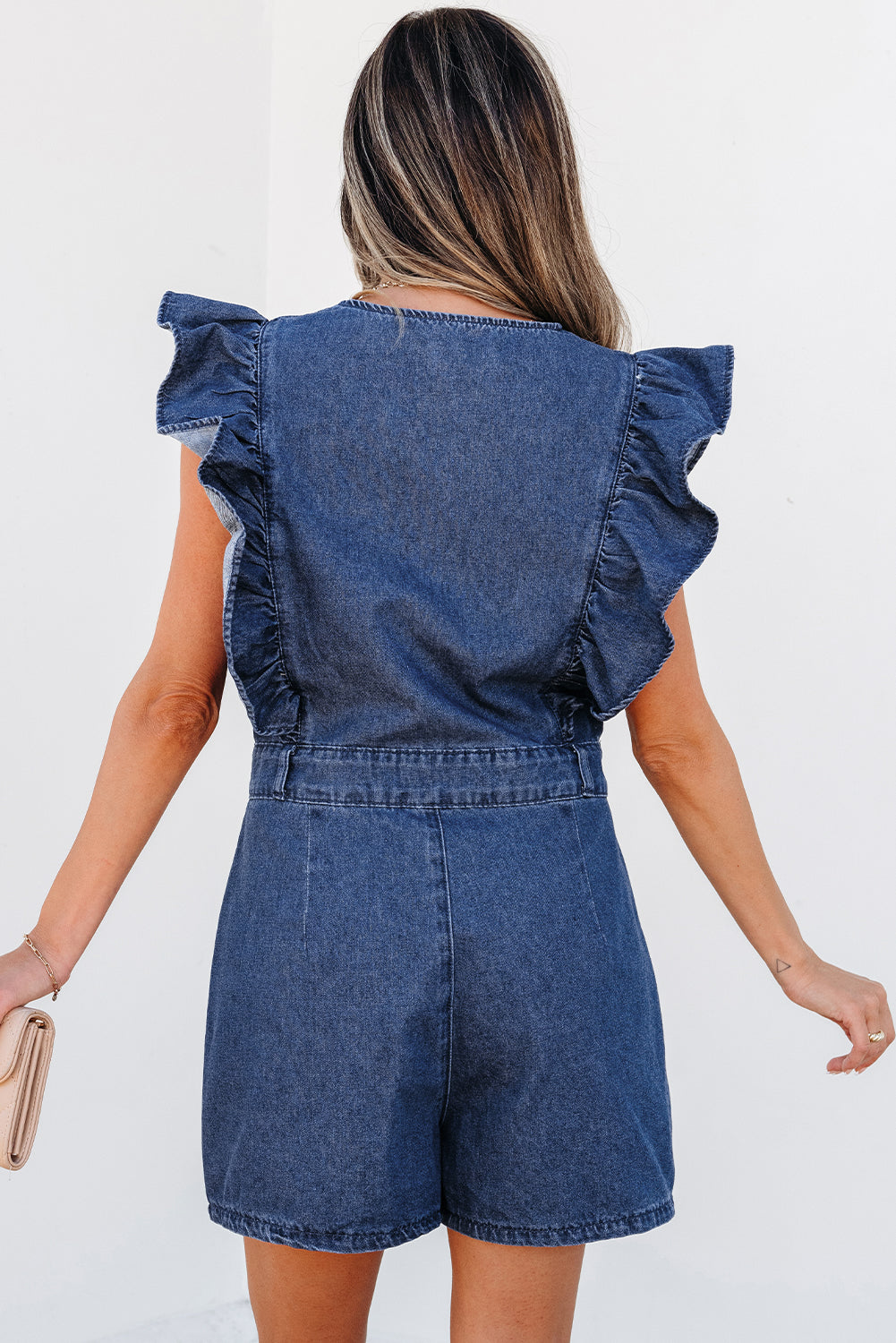 Amora Denim Ruffle Romper