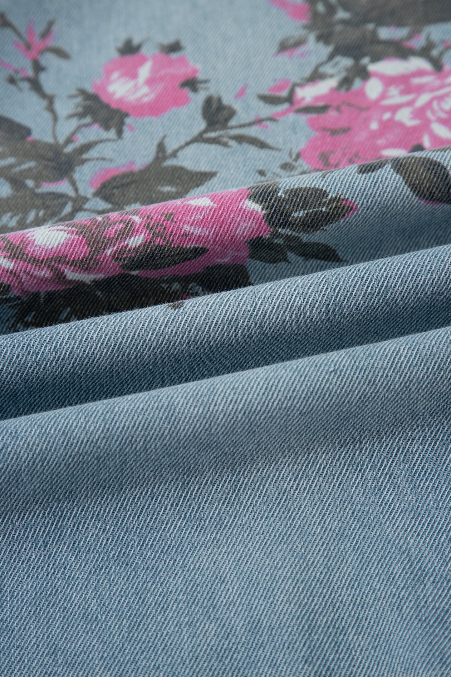 Floral Print Wide-Leg Low-Rise Jeans | Sky Blue