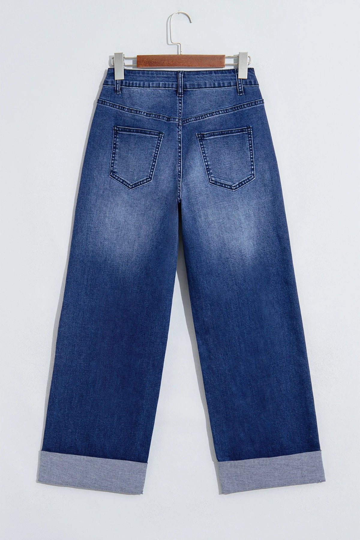 Solid Denim Studded Side Seam Straight Leg Jeans