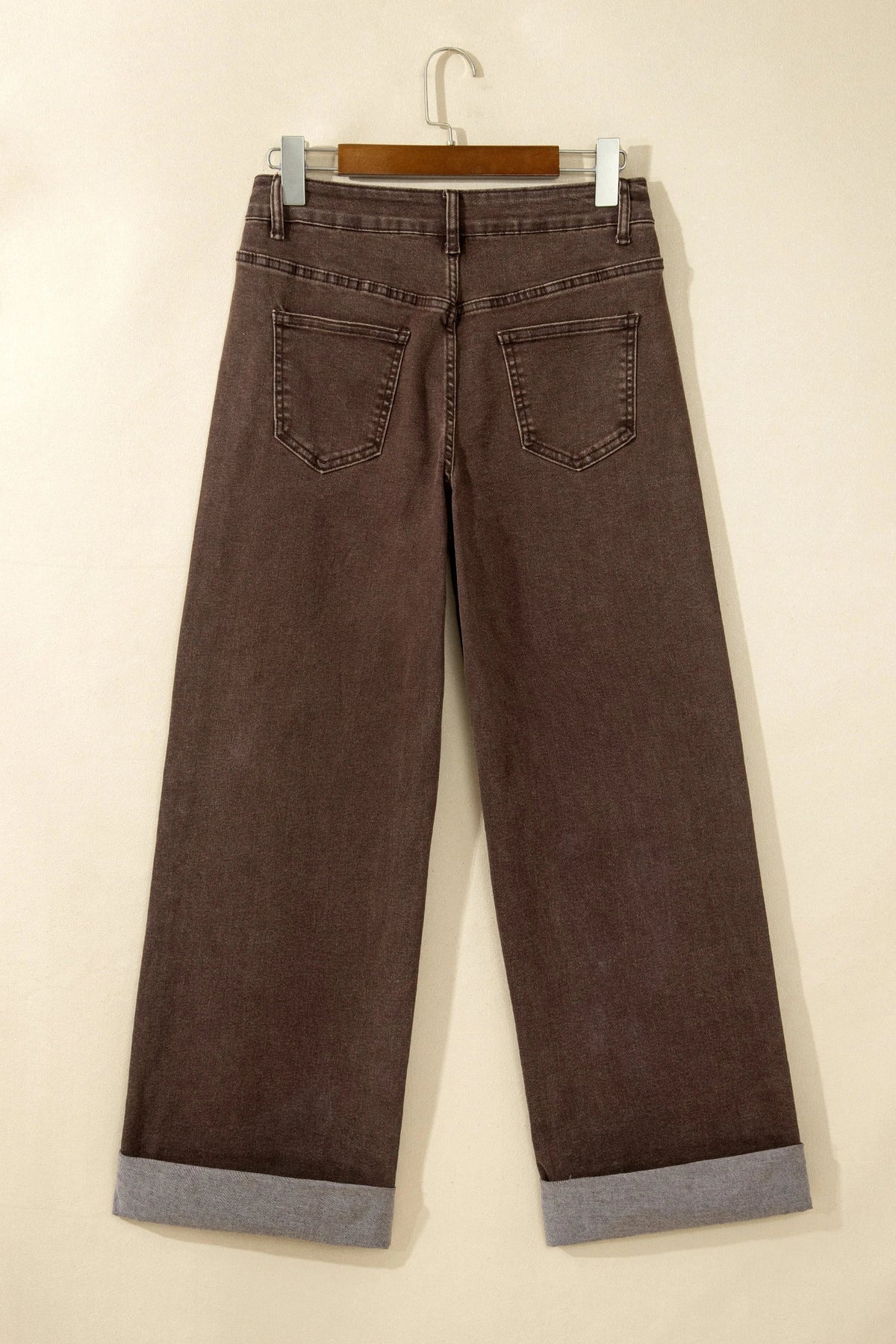 Solid Denim Studded Side Seam Straight Leg Jeans