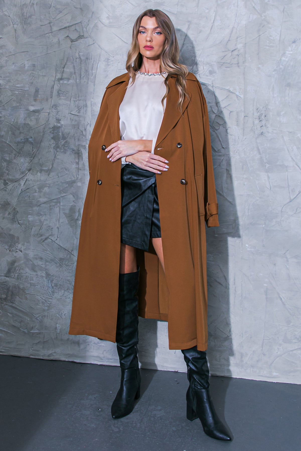 Women On The Moon Woven Trench Coat