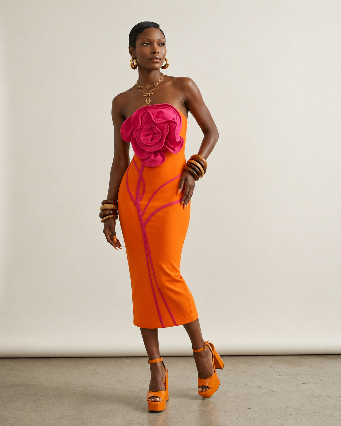 Vibrant Floral Strapless Maxi Dress