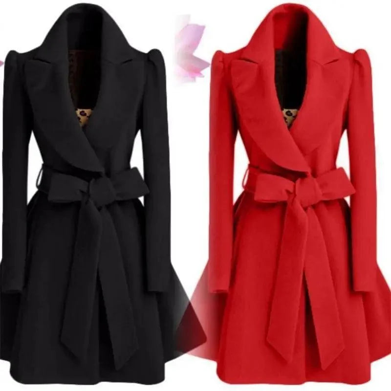 Women's Single-Breasted V-Neck Coat
