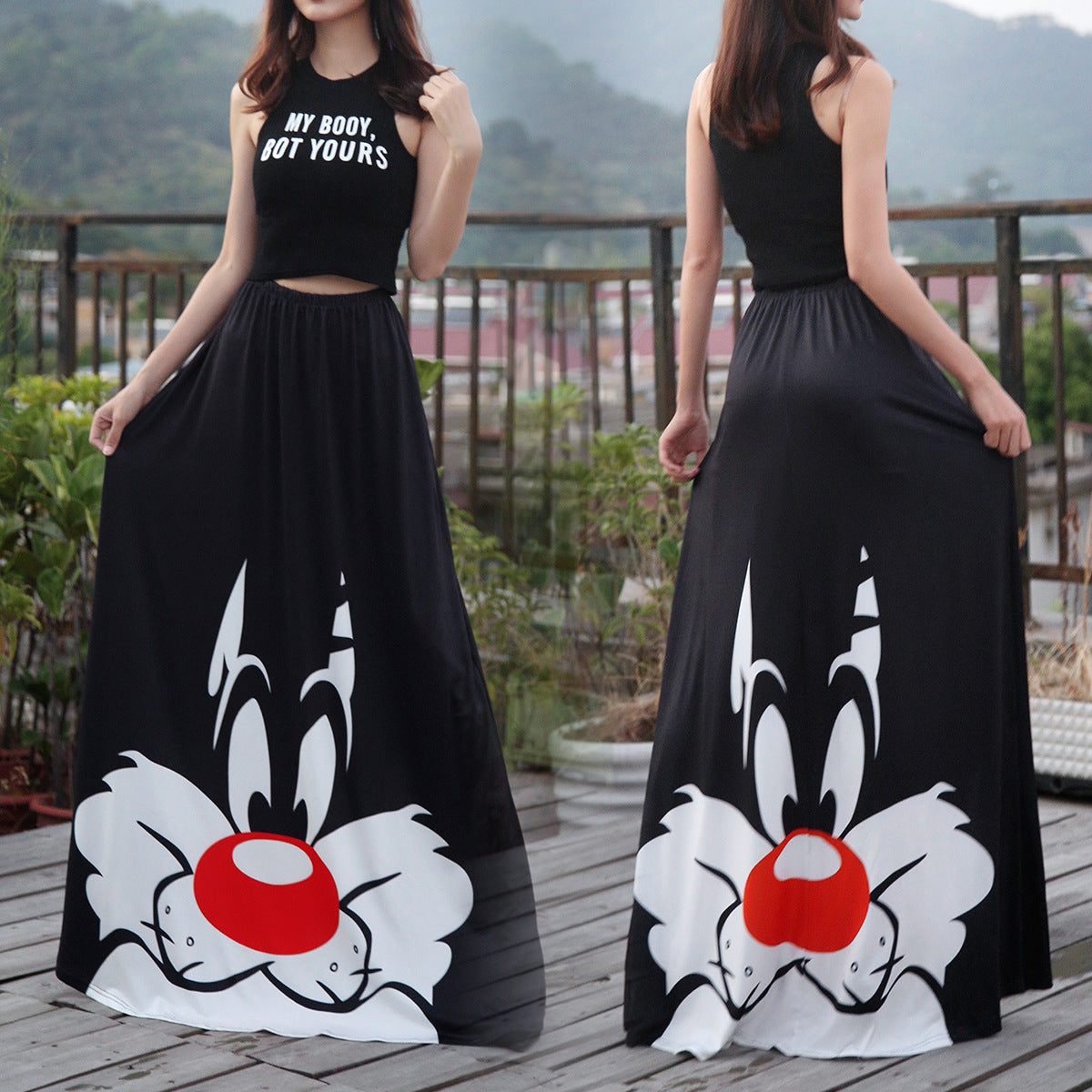 Women's Bud Skirt Mouse Waist Long Skirts