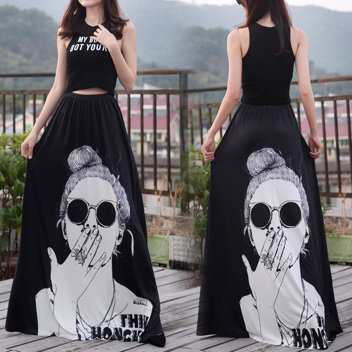 Women's Bud Skirt Mouse Waist Long Skirts