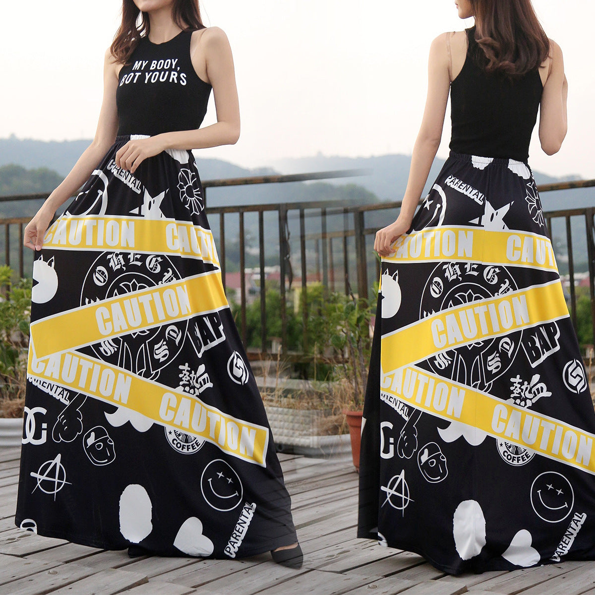 Women's Bud Skirt Mouse Waist Long Skirts
