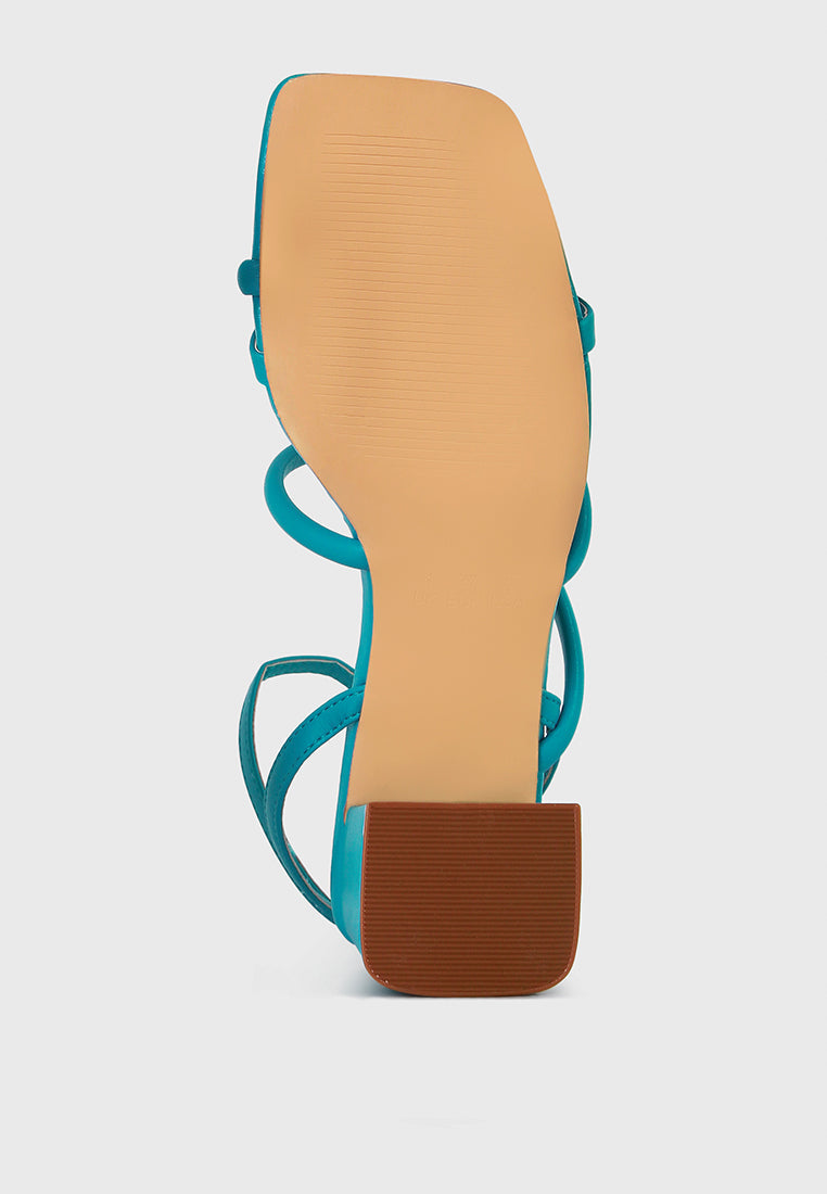 Three-Strap Block Heel Sandals