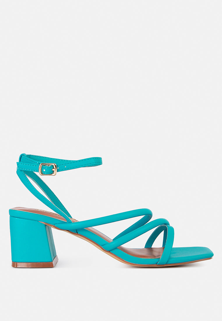 Three-Strap Block Heel Sandals