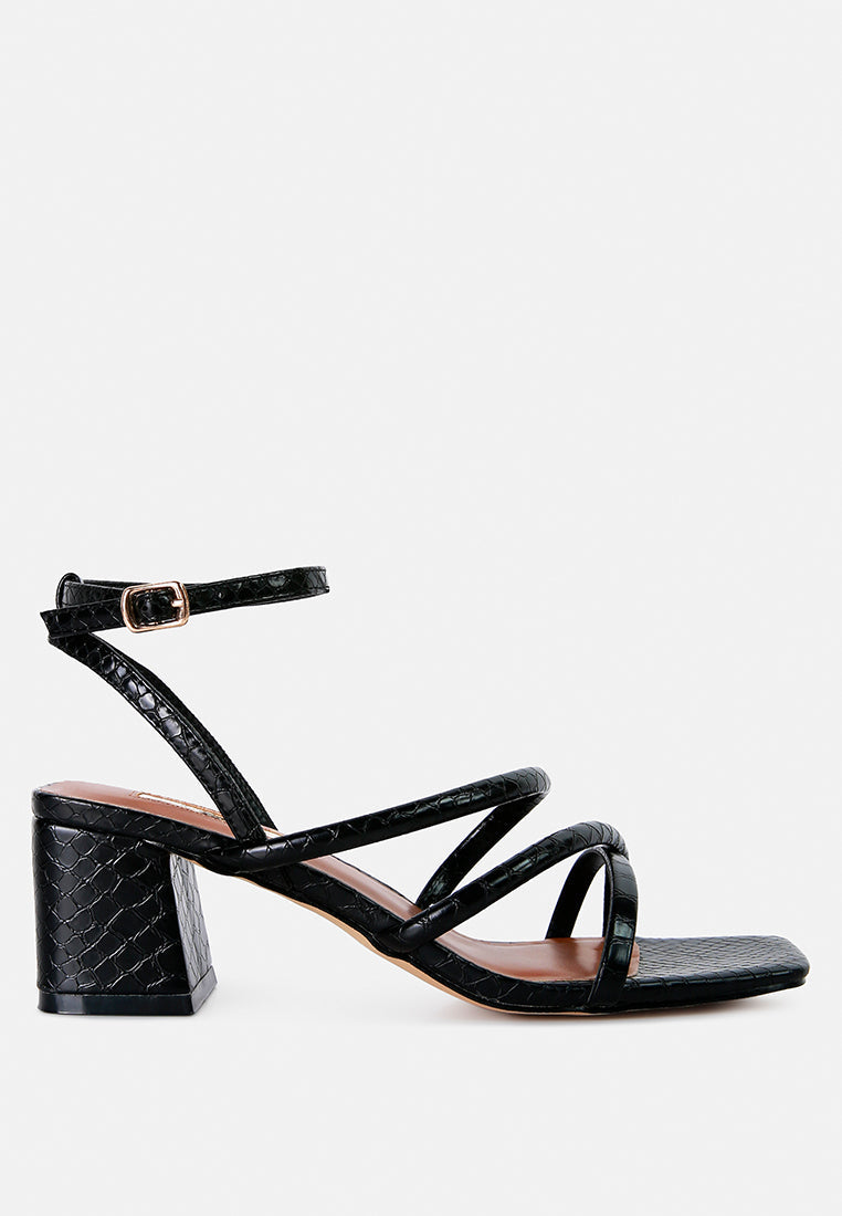 Three-Strap Block Heel Sandals