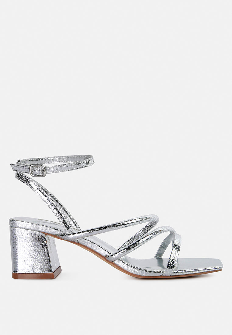 Three-Strap Block Heel Sandals