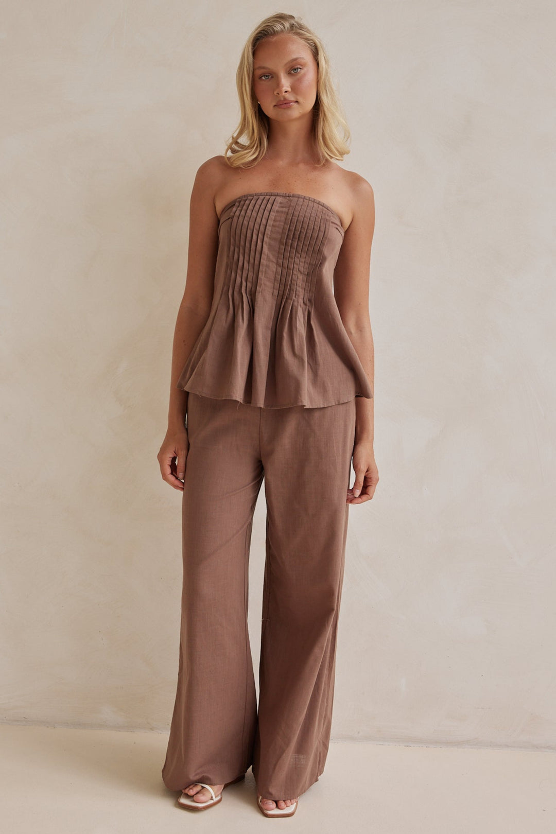 Chocolate Brown Linen Co-ord Set