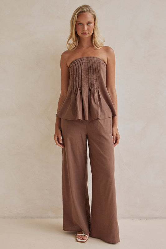 Chocolate Brown Linen Co-ord Set