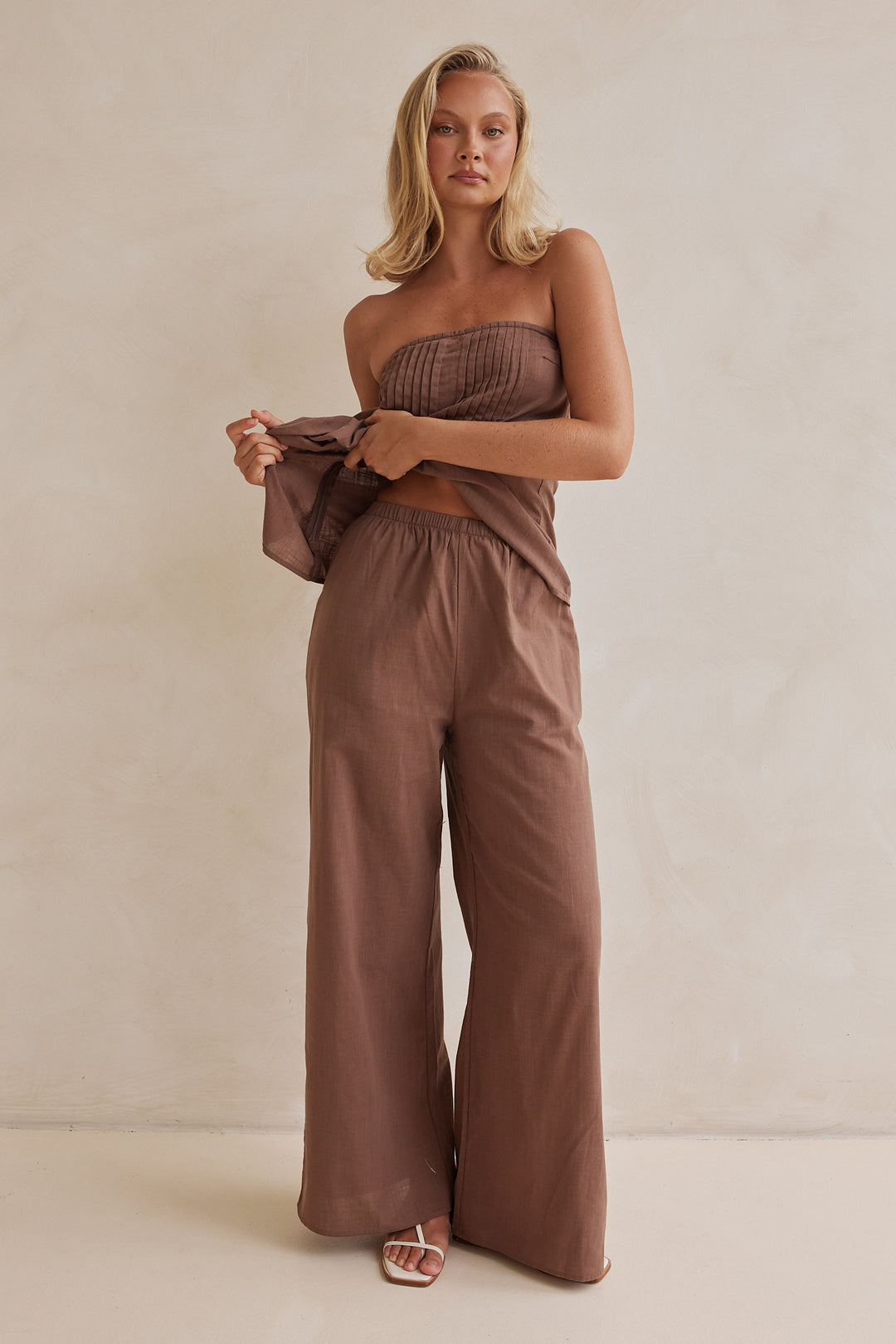 Chocolate Brown Linen Co-ord Set
