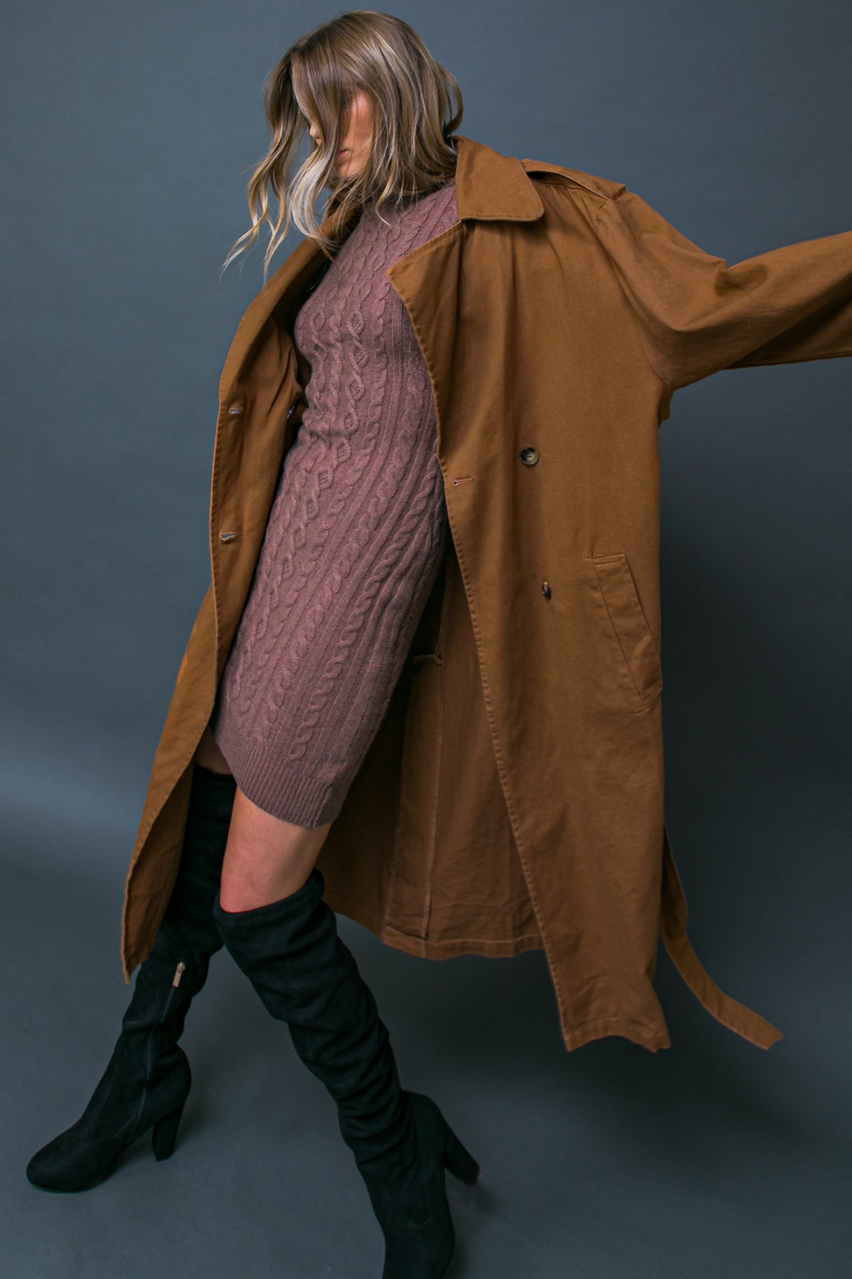 Women On The Moon Woven Trench Coat